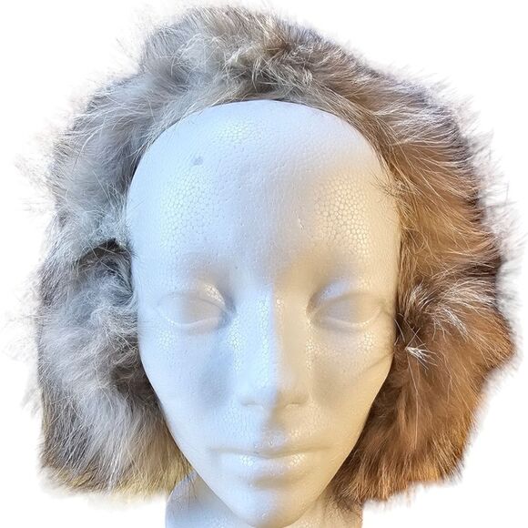 Collapsible Creamy Beige Brown Fur Earmuffs - Picture 6 of 7